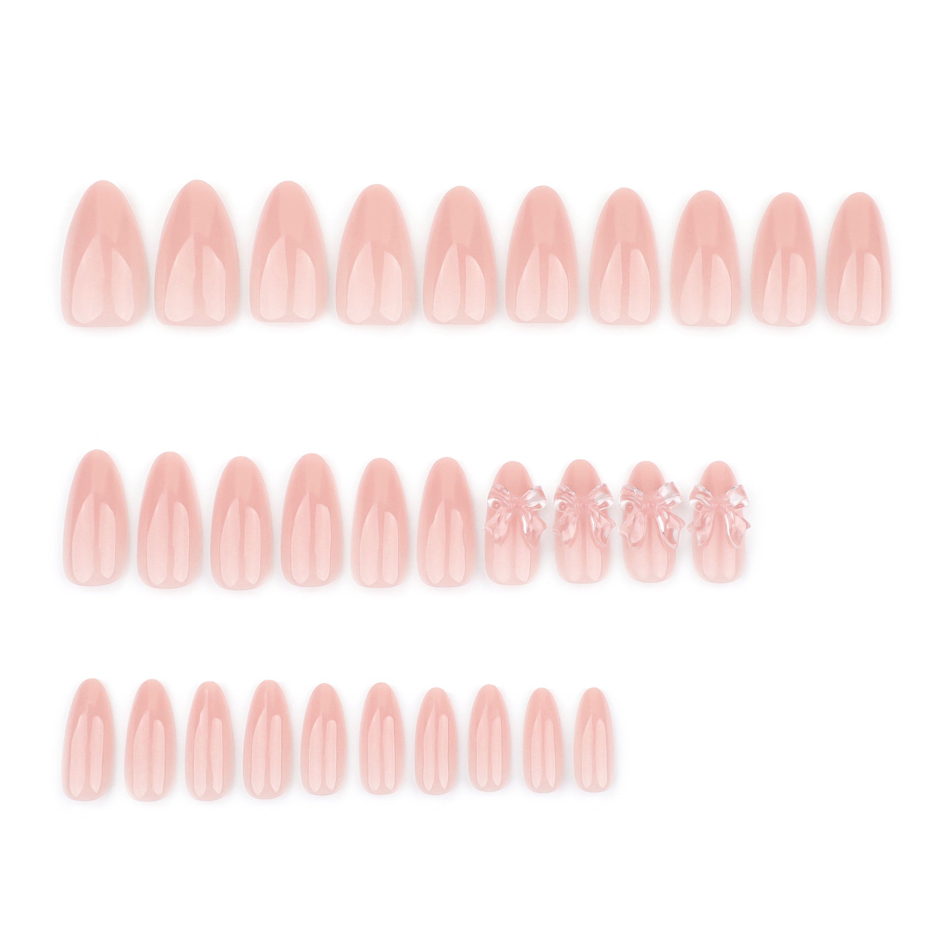 Sweet and pure wind naked pink  advanced sense  three-dimensional point drill ice through bow nail art piece｜365nails