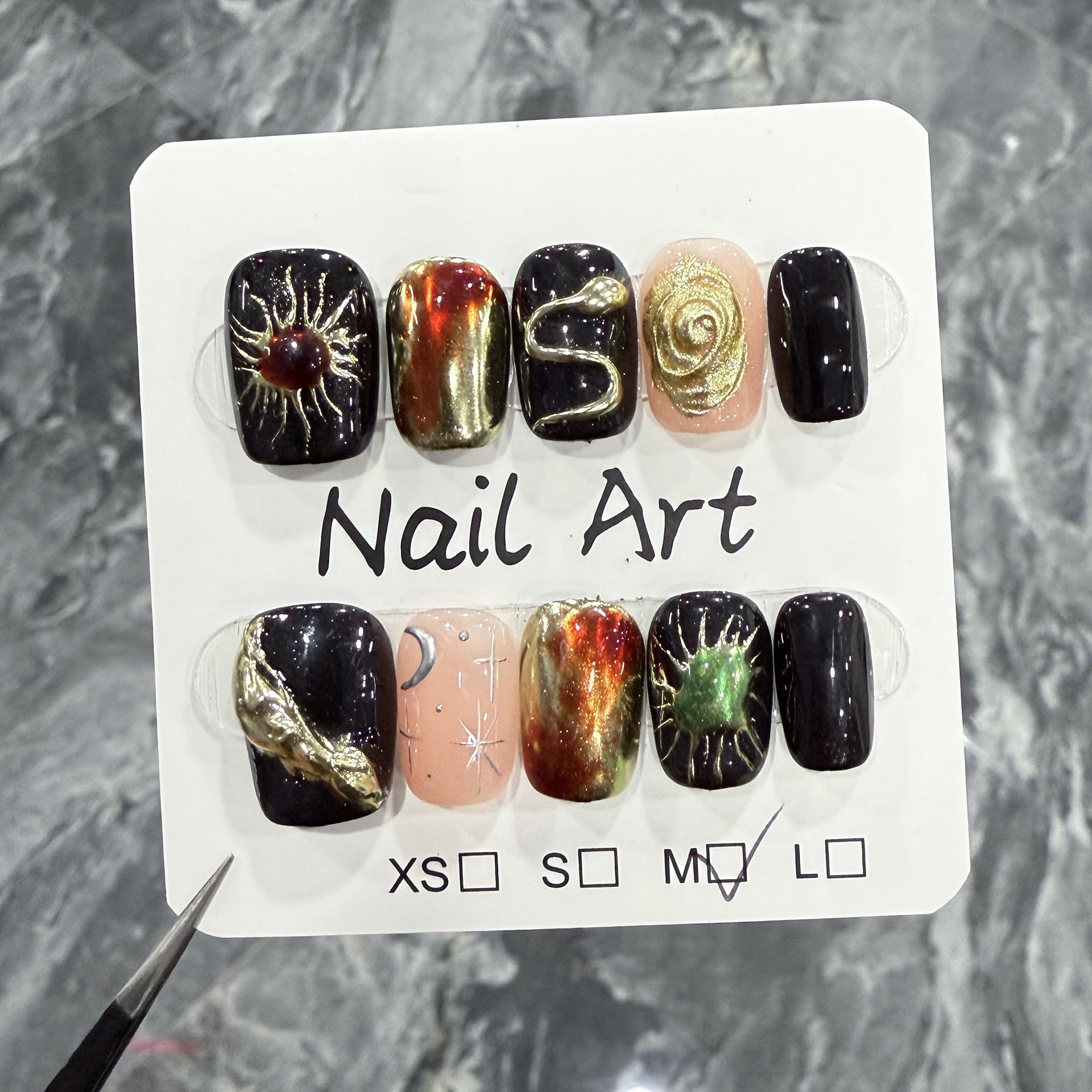 手工製穿戴甲｜秋冬新款手繪短款仿真甲 批發｜365nails