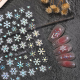 Winter Laser Snowflake Nail Art Sticker 5D Embossed Aurora Christmas Snowflake DIY Nail Sticker Ornament SL