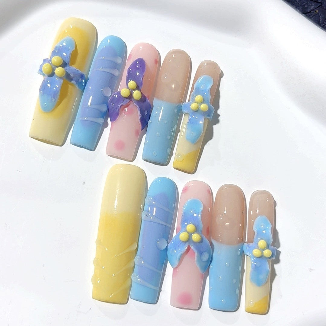 Pastel Dream Bow Sculpted Press On Nail Set