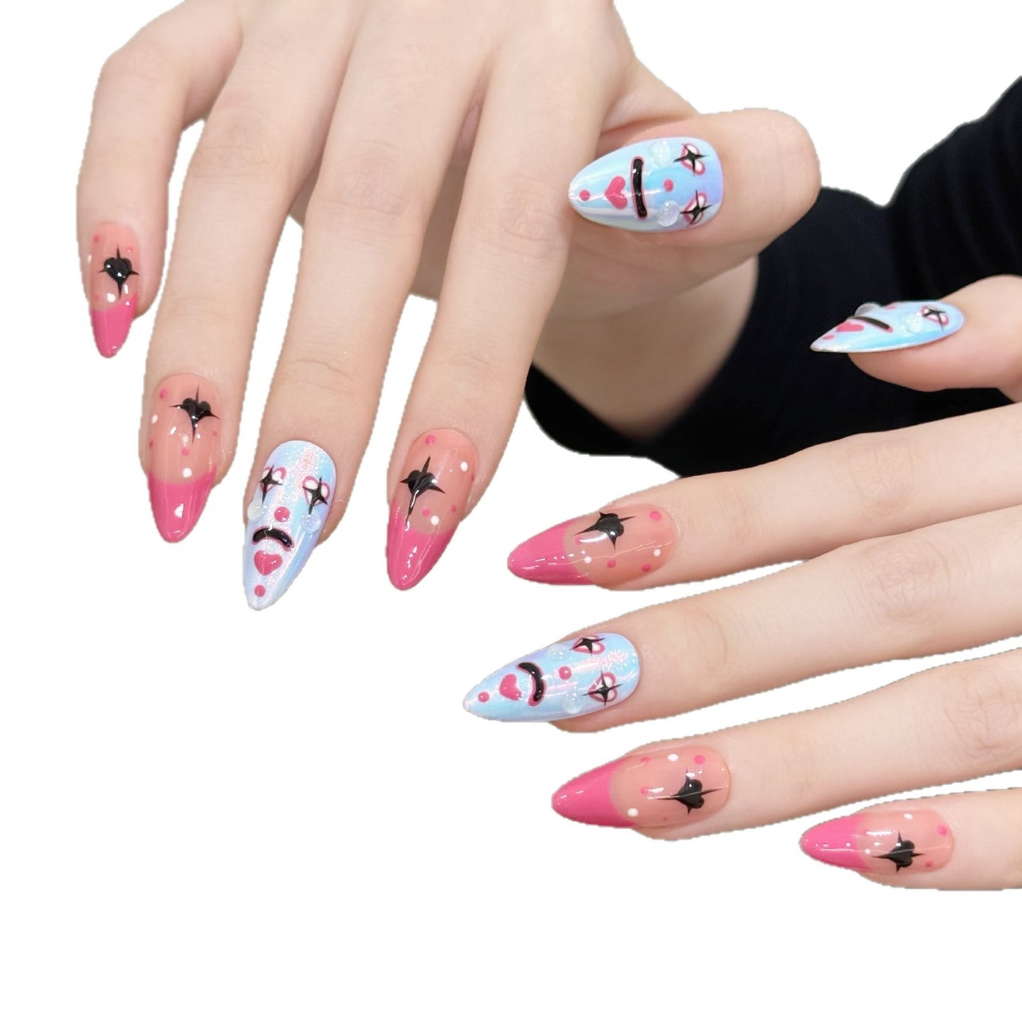 Clown Heart Gradient Art Nails