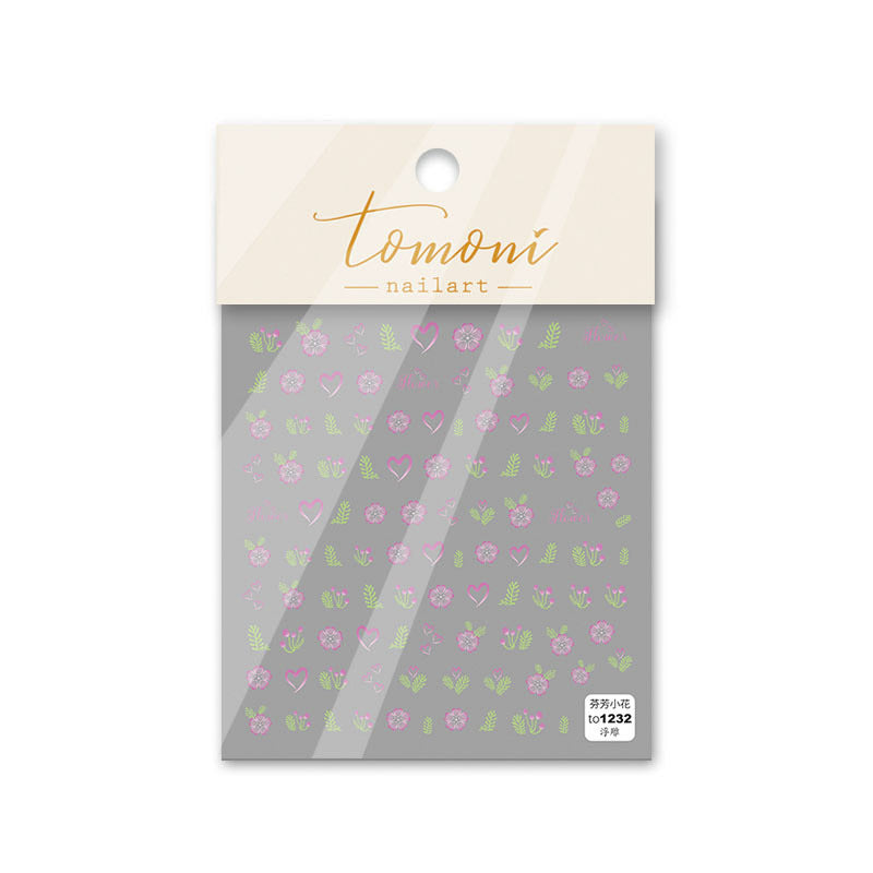 Rose Bloom Nail Stickers – 5D Embossed Floral Elegance Set