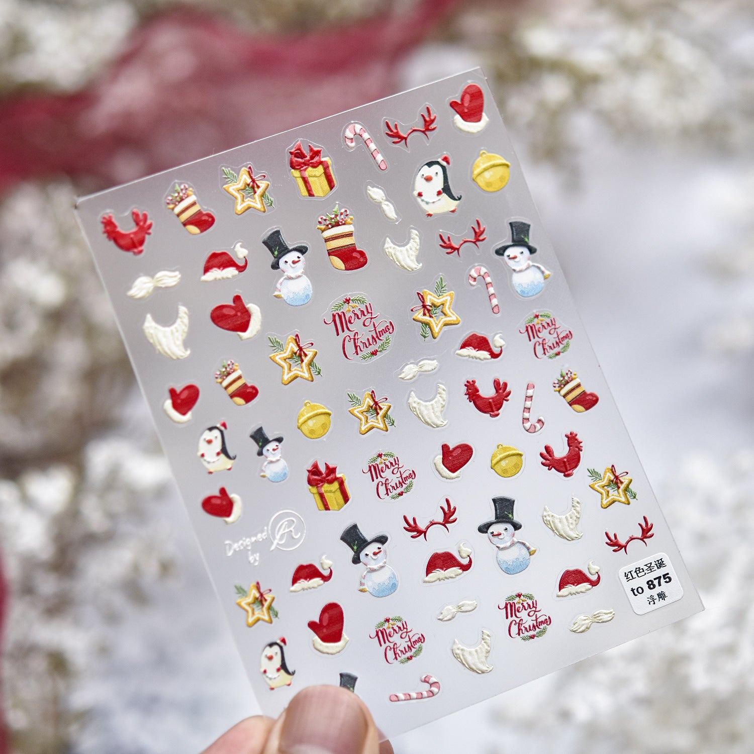 Cozy Knitwear: "Winter Warmth" – 5D Embossed Nail Sticker
