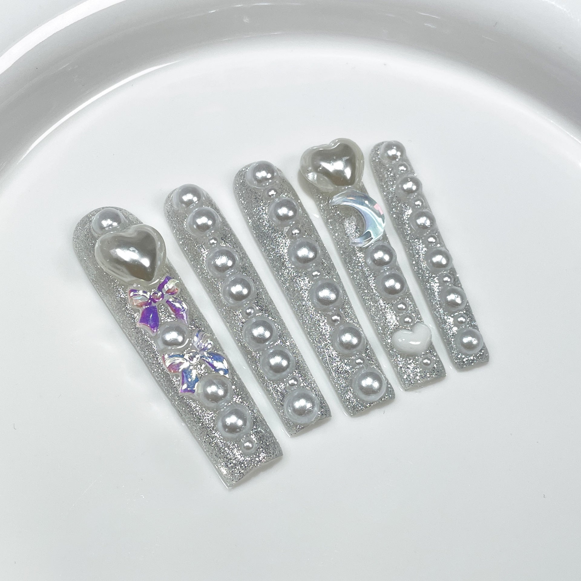 Estilo supr largo watr pip nail lov parl flash Hecho a mano largo ｜365nails