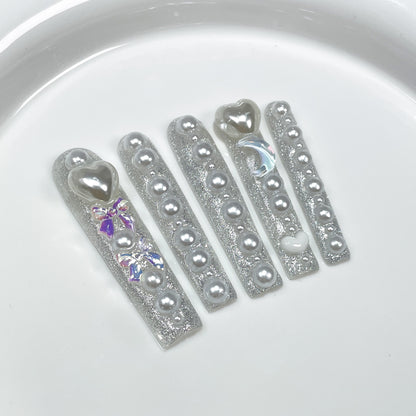 Styl supr long water pip nail lov parl flash Feito à mão longo ｜365nails
