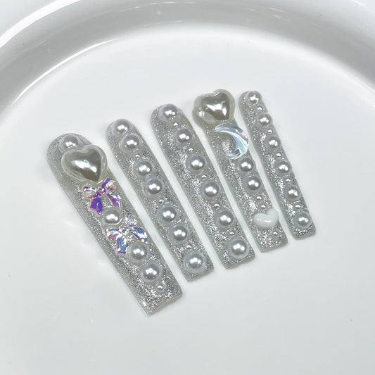Styl supr long water pip nail lov parl flash Feito à mão longo ｜365nails