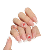 Pink French Floral Press On Nails