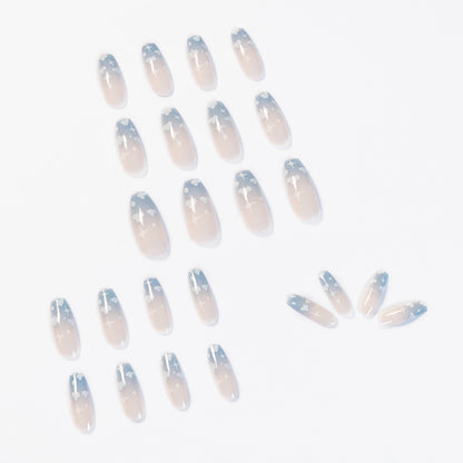 Gray and blue clouds wear nail finished soft nail fake nail nail nail patch nail patch removable nail piece｜365nails