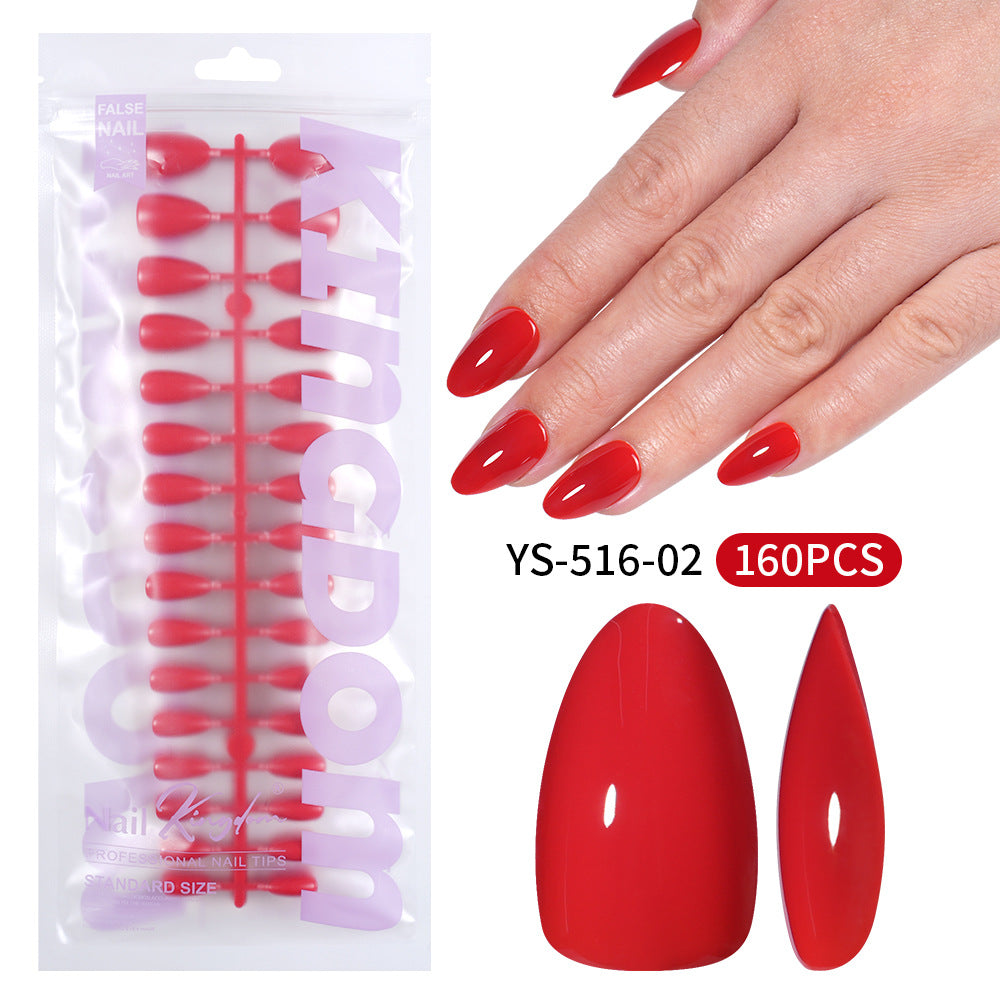 Nail Tips press on nails solid color almond nail piece, short high-end 160 pieces (MOQ=3)