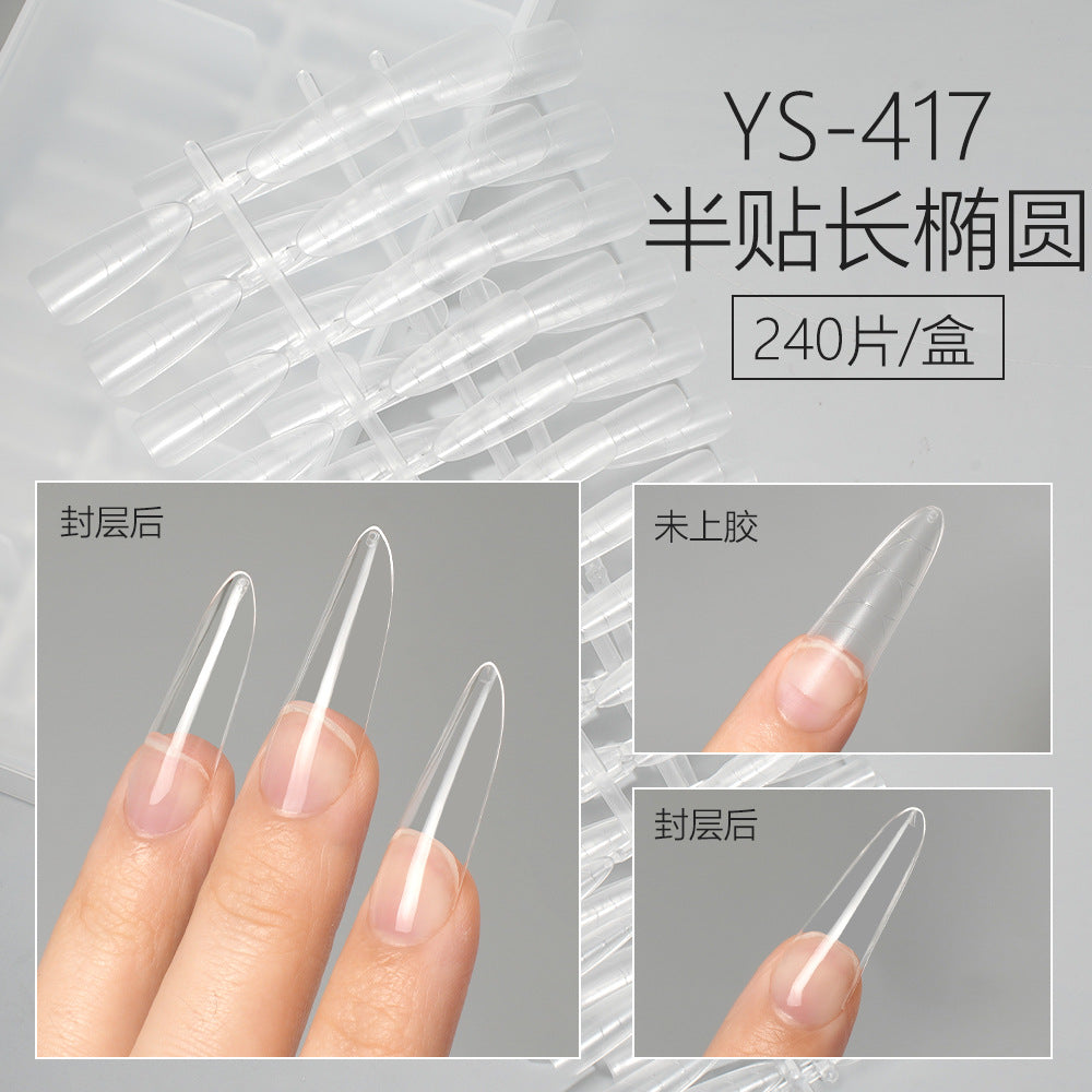 365nails 240pcs Half-Cover Nail Tips with Guide Lines | Clear Gel Extension Tips