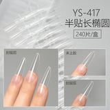 365nails 240pcs Half-Cover Nail Tips with Guide Lines | Clear Gel Extension Tips