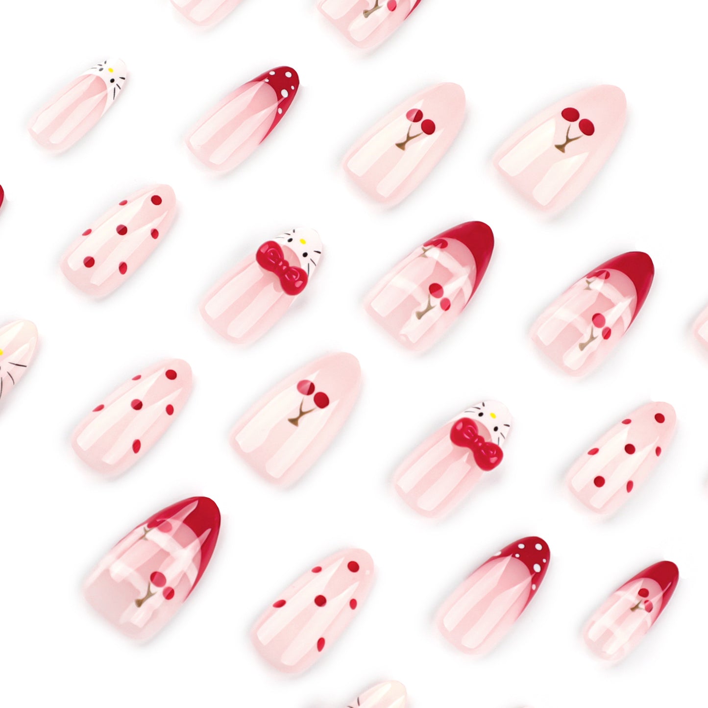 Sweet bow polka dots cute press-on nails