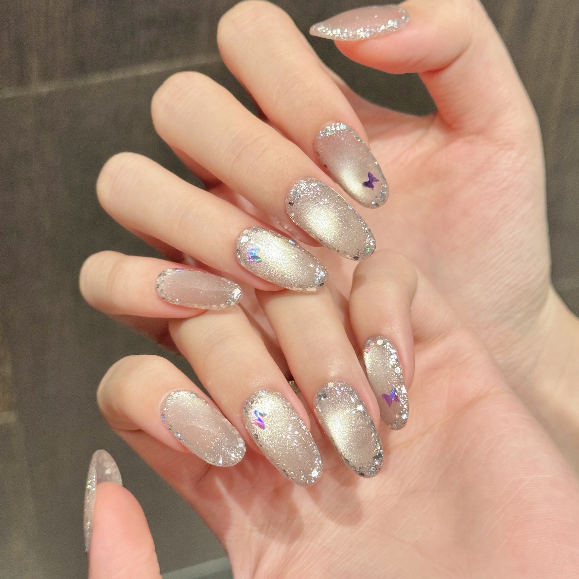 365nails: "Starlight Kiss" – Iridescent Cat Eye Butterfly Handmade Nails