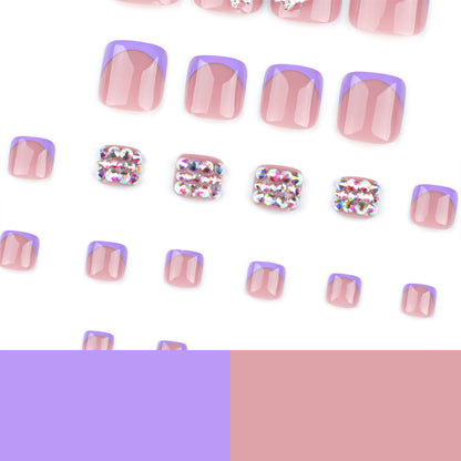 French purple feet wear nail flash diamond colored diamond flash manicure nail patch point drill butterfly toenail piece｜365nails