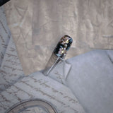 Title Ink-Night Floral Court | Black-Gold Crystal Art Series Press-On Nails