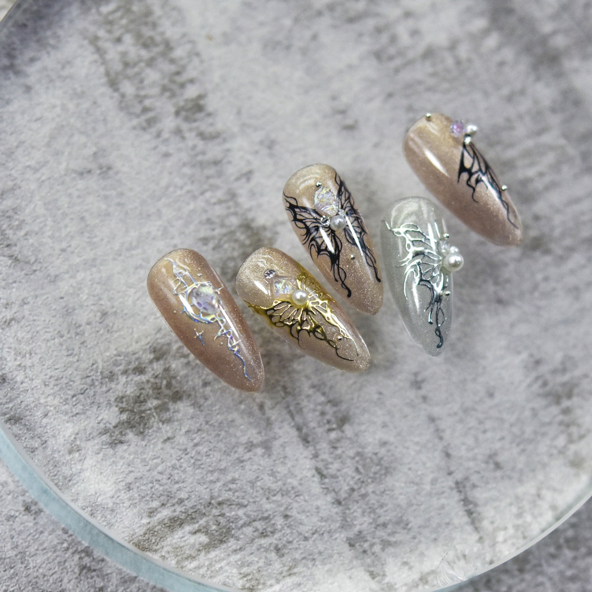 Holographic Butterfly: "Iridescent Fantasy" – 5D Embossed Nail Sticker