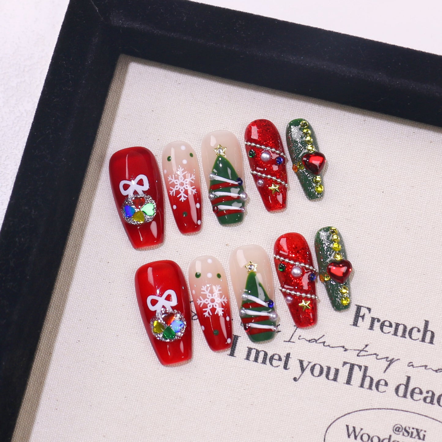 New christmas handmade press-on nails holiday new year