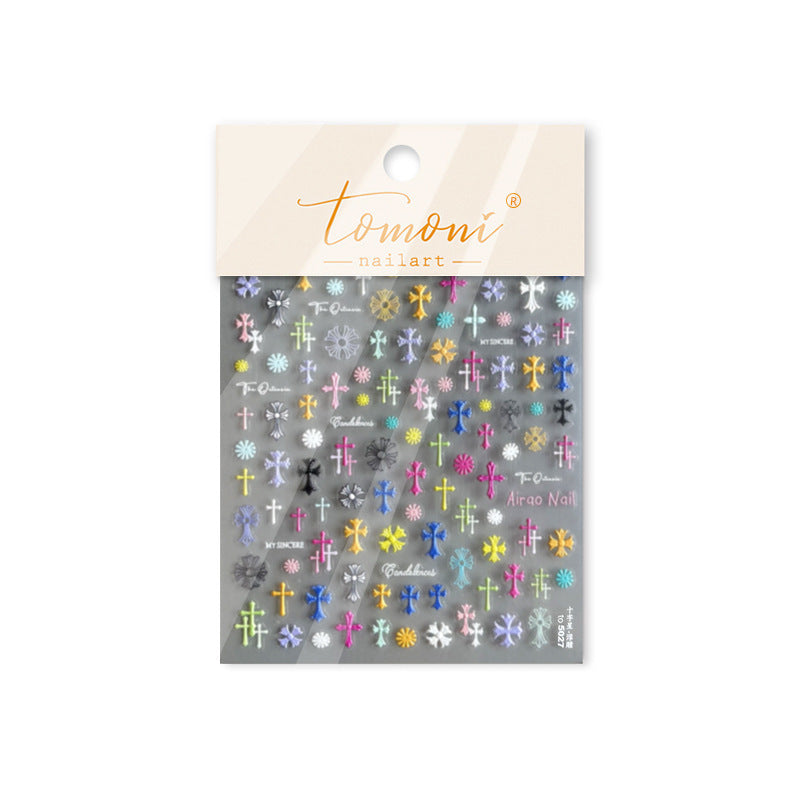 Colorful Chrome Cross & Chrome – 5D Embossed Edgy Accent Set