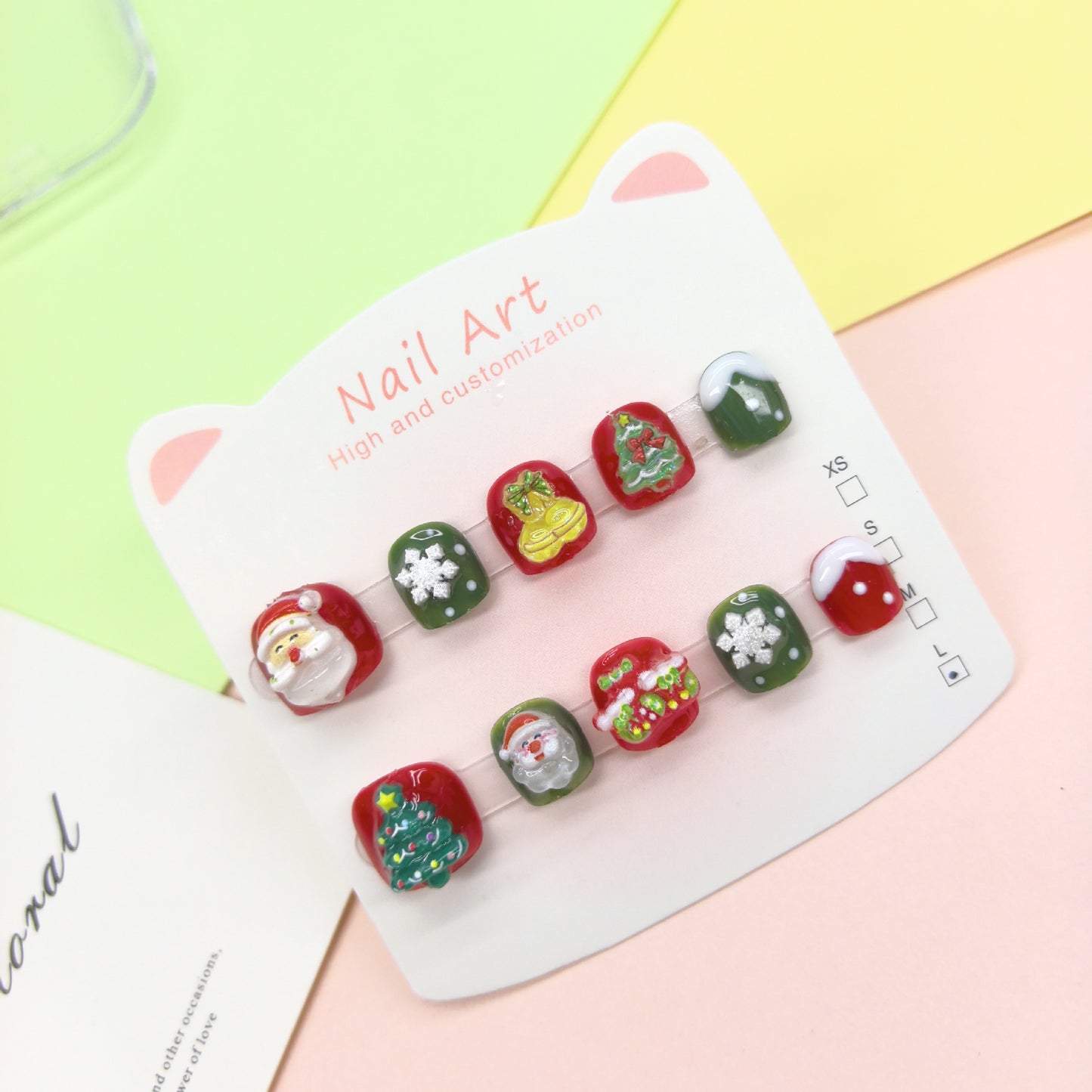 Christmas Cute Kids Press On Nails with Festive Icons