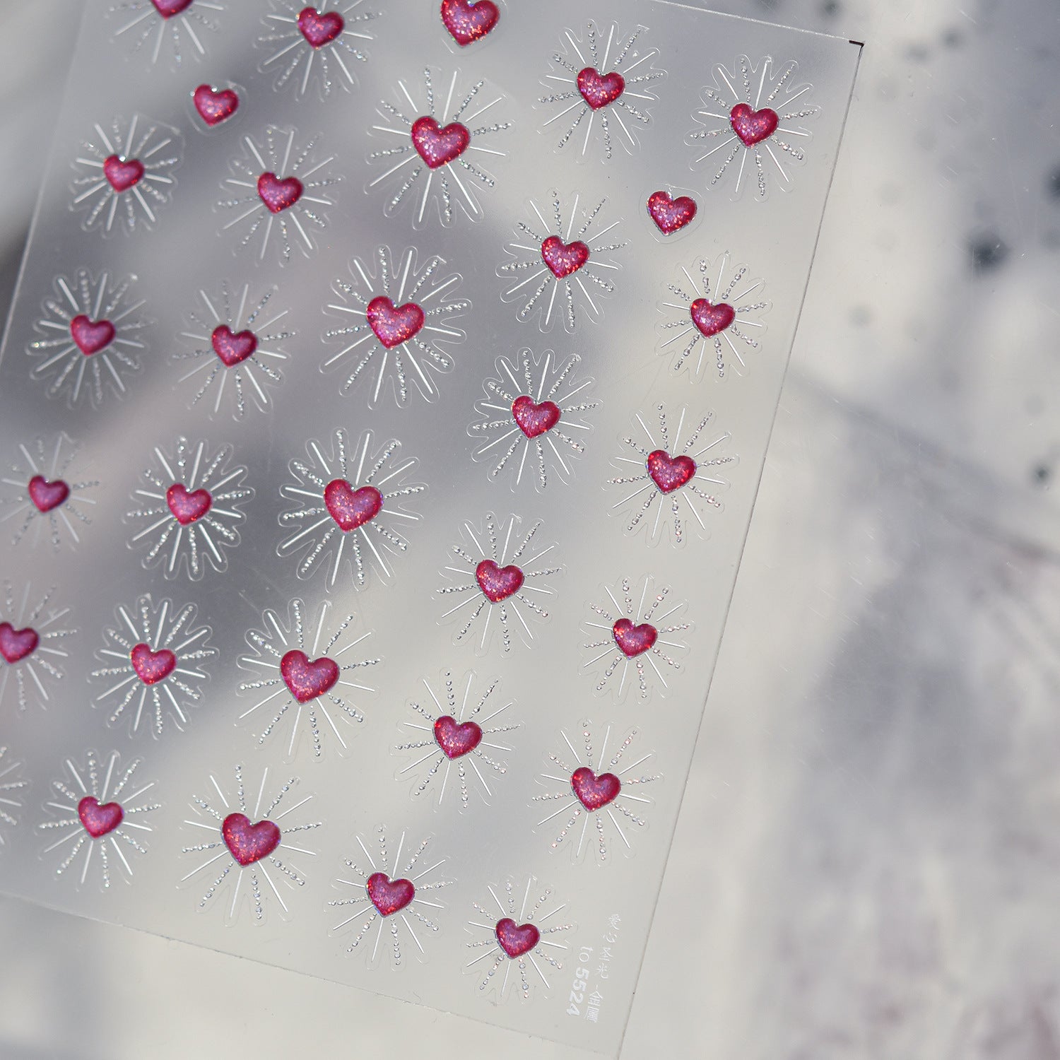 Pink Heart Sparkle – Romantic Sweet Nail Art Stickers
