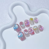 Pegatinas para uñas cortas y pequeñas, con efecto hielo, moca, diamante, hechas a mano, con pistola rociadora, rubor, fresco, arte de uñas terminado | 365nails