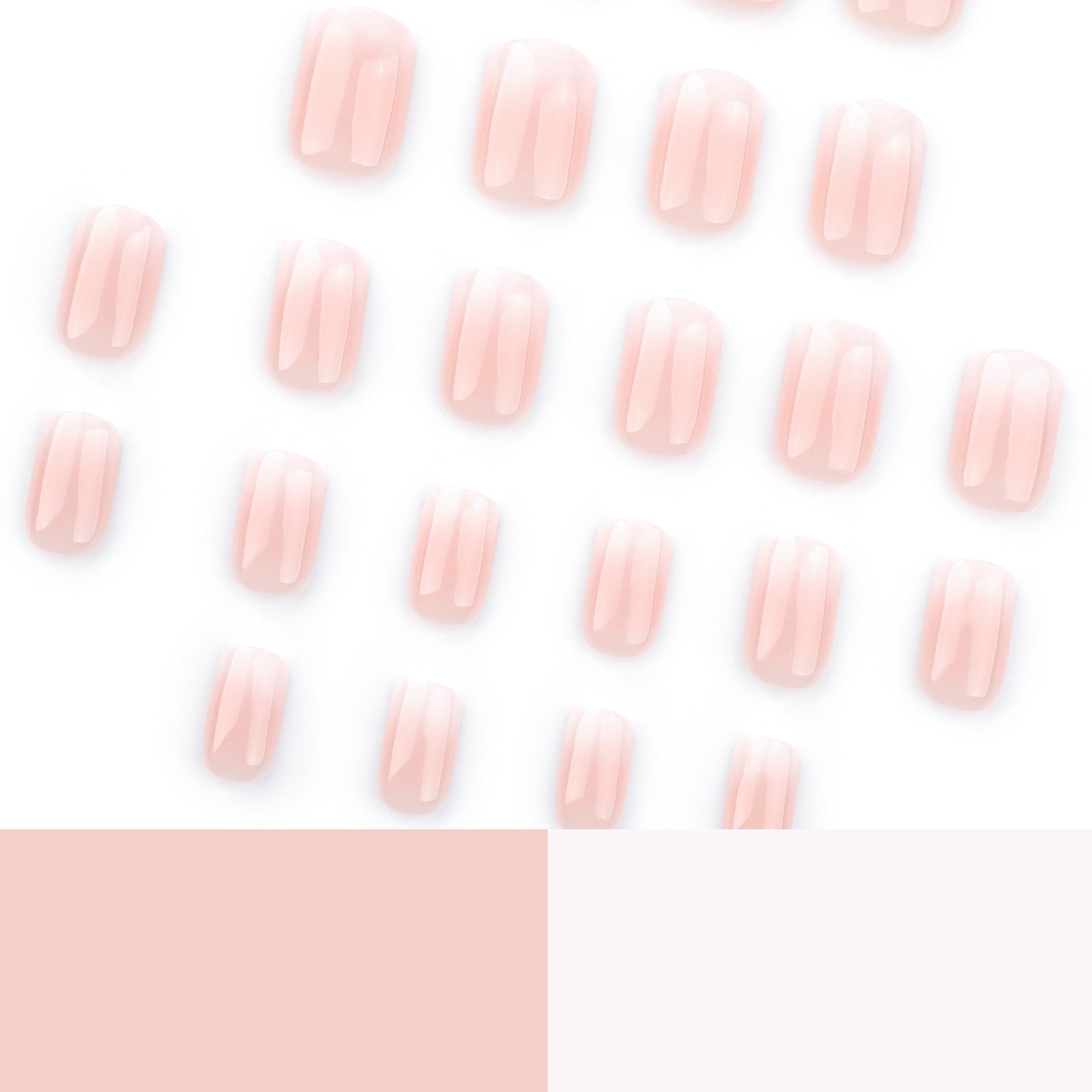 極簡氣質短款穿戴甲 簡約裸粉至白漸變 短款歐式方形｜365nails