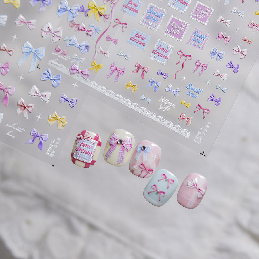 365nails: "Pastel Gingham Bow" – Nail Art Stickers