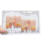 Nude Gradient Speckled Floral Art Press On Nails
