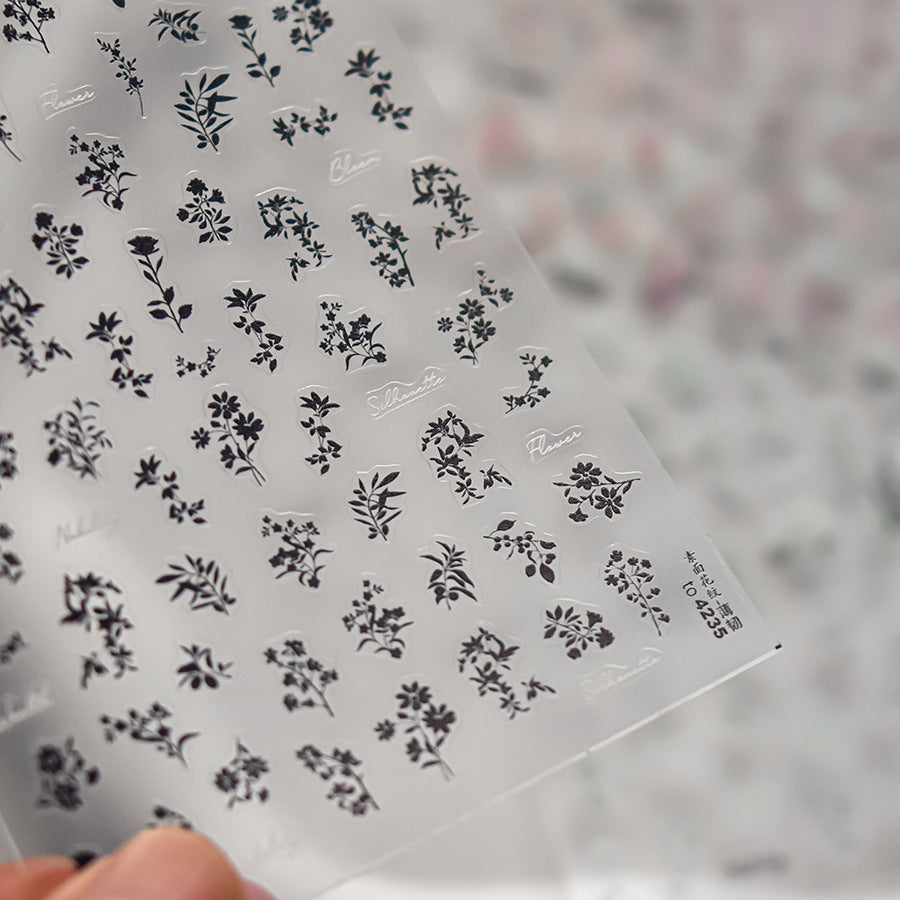 365nails: 「復古白色花卉剪影」—美甲貼紙