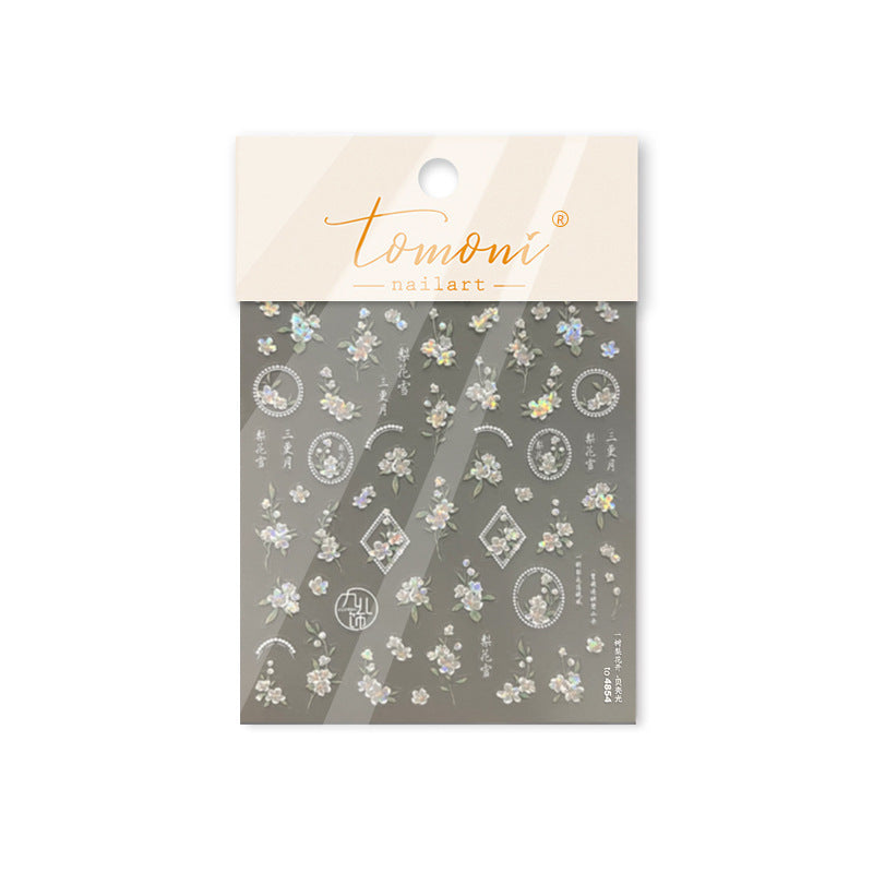 Spring Elegy Pink Cherry Blossom Collection: "Romantic Pink Cherry Blossom" – 3D Embossed Nail Sticker