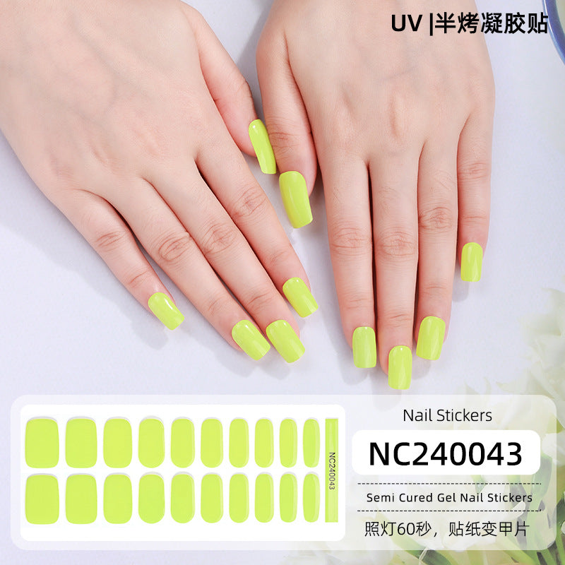 Semi-Cured Gel Nail Strips Pure Color Vibrant Multi-Shade Glossy Set (MOQ=3)