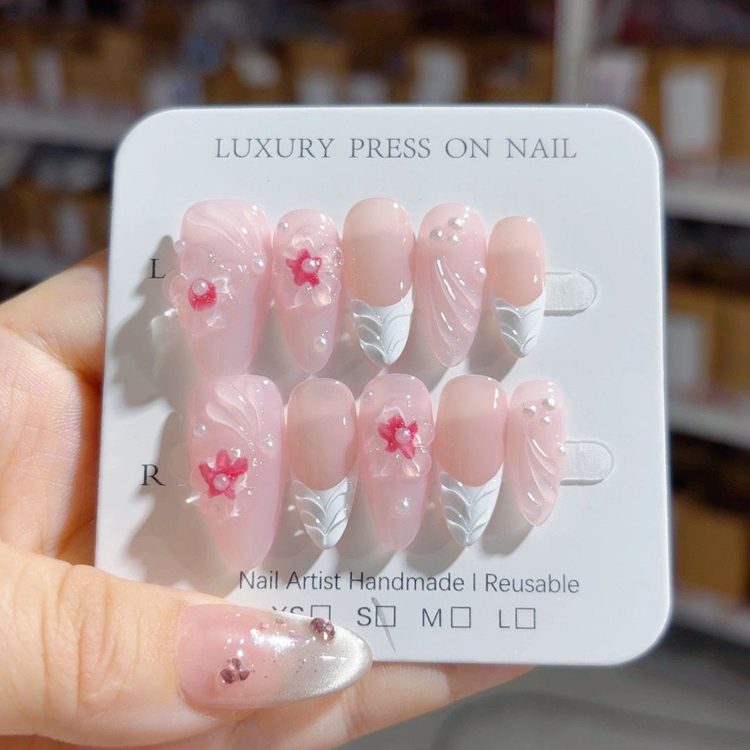 Blush Bride: "Cherry Blossom" – Almond Press-Ons