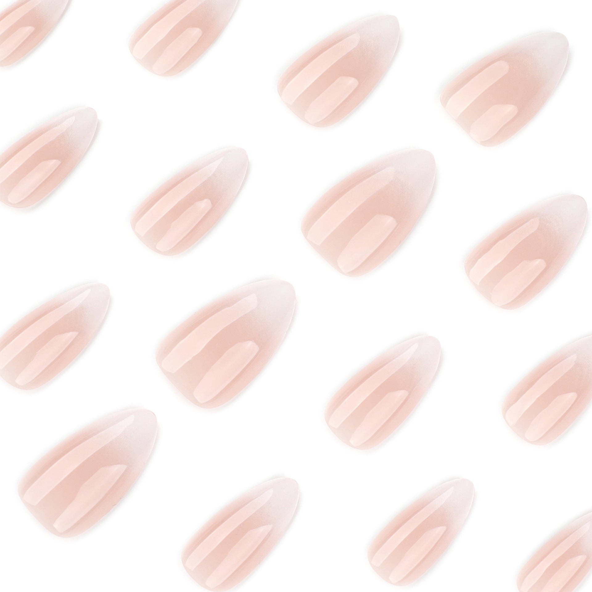 Gradually change French white simple almonds press-on nails