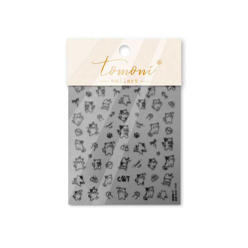 365nails: "kawaii line art cat doodle" – Nail Art Stickers