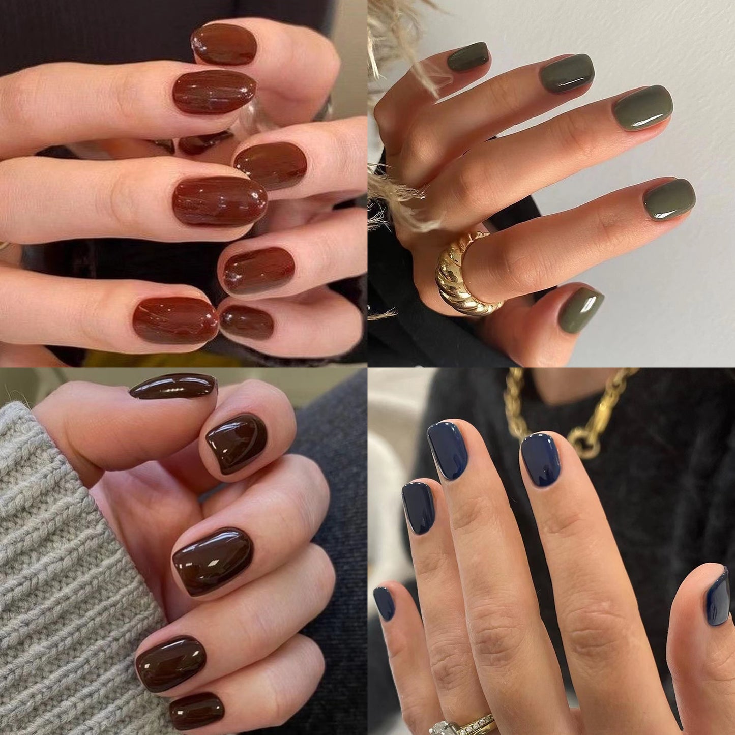 Factory direct sales of 24 pieces of manicure classic solid color wearable nail film short wearable removable nail film wholesale｜365nails