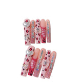 Pink Leopard Heart Crystal Glam Press On Nails