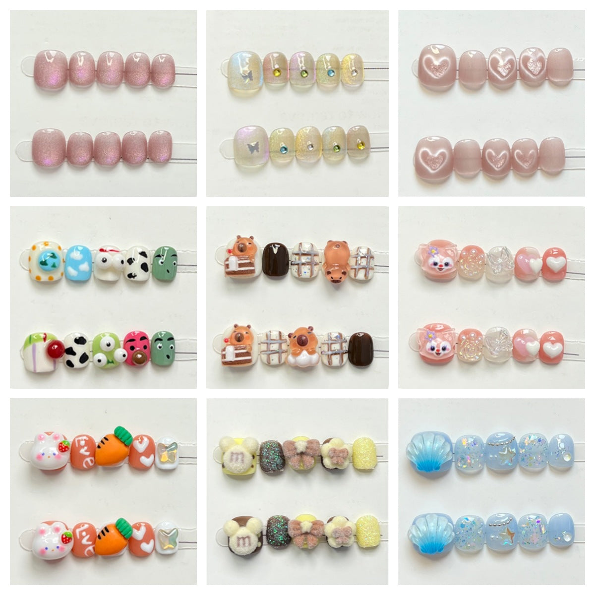 Sweet Cartoon Candy Kids Press On Nails Assorted Set