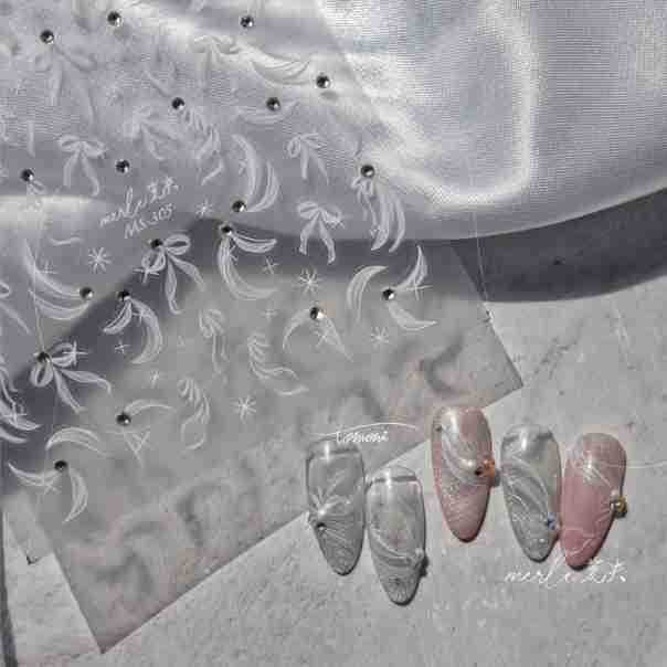 White Embossed Floral & Pearl: "Bridal Elegance" – 5D Embossed Nail Sticker