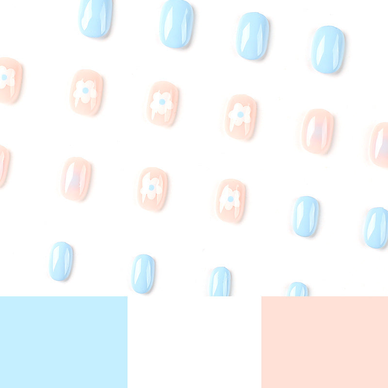 "Baby Blue Blush & Blossom" - Precision Crafted Press-On Nails