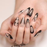 Gothic Lace & Bow Press-On Nails