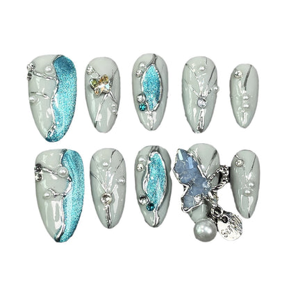 Almond nail  Handmade press on nails relief cat eye nail patch wearing fake finger｜365nails