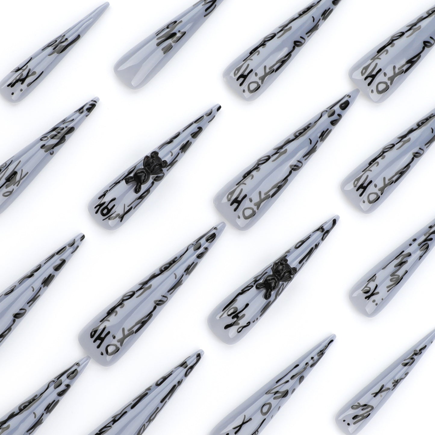Europe and the United States  hot-selling Spice Girls wear nail graffiti letter wearable nail piece extra long tip nail art fake nail wholesale｜365nails