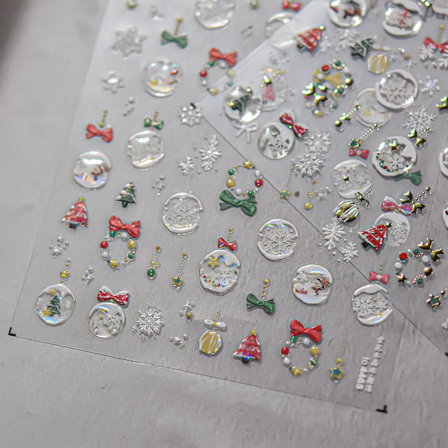 Jelly Christmas Nail Stickers – 5D Embossed Festive Cheer Set