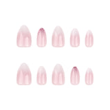 Simple French pink white gradual change wear nail art fake nail glitter removable wear nail short short tip nail piece｜365nails