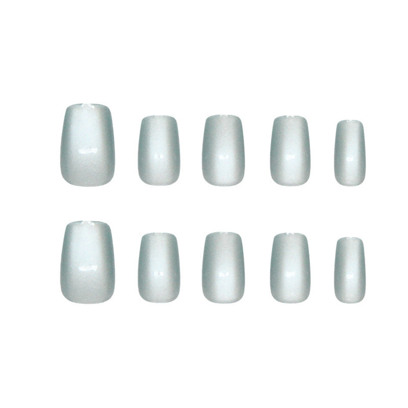 Nail Tips  prefabricated nail, simple jadeite green cat eye, solid color, gentle temperament, sweet and versatile,  ins wind code｜365nails