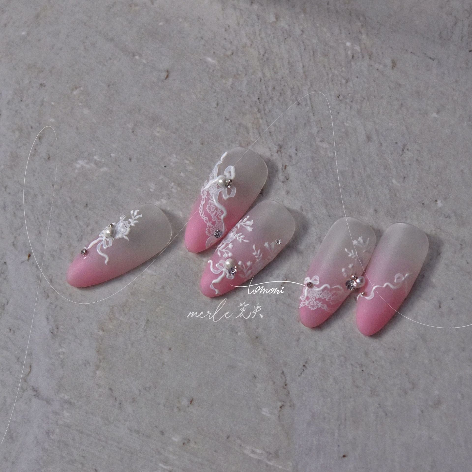 Bridal Floral: "White Crystal Emboss" – 3D Embossed Nail Sticker