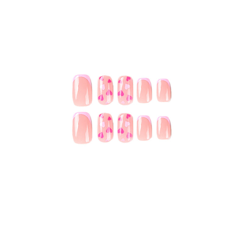 심플 핑크·레드·퍼플 러브 네일 아트 프레스온 네일 — 완성형｜365nails