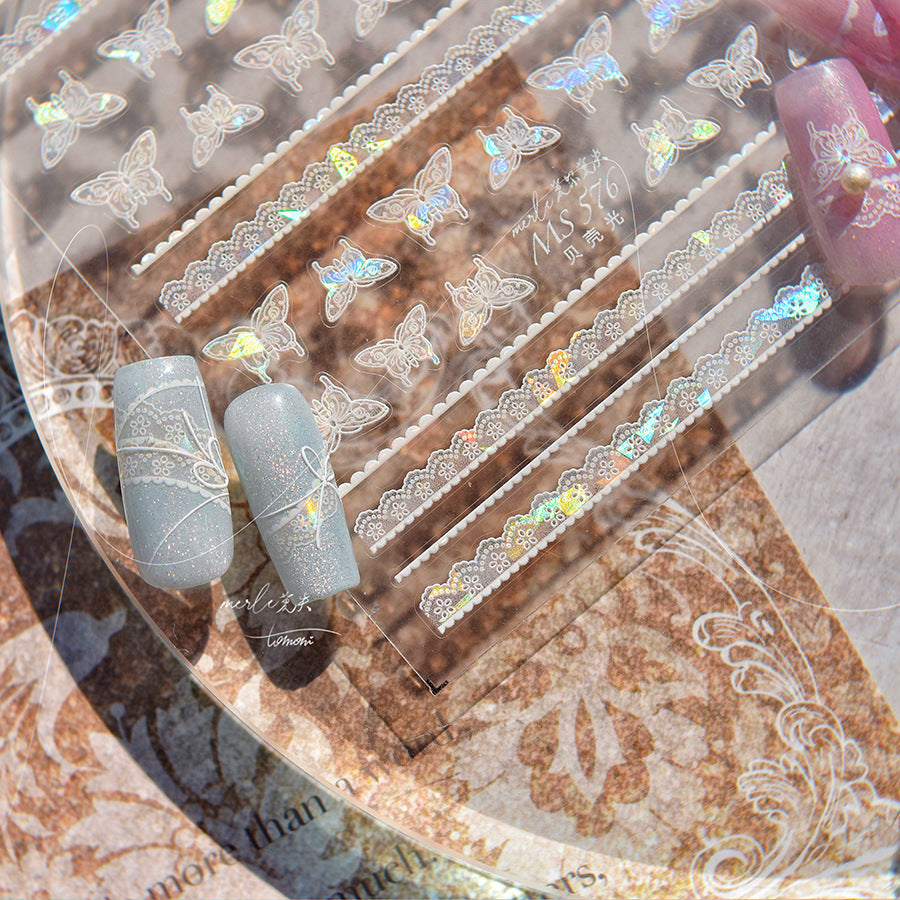 365nails: "Holographic Lace and Butterfly" – nail art stickers