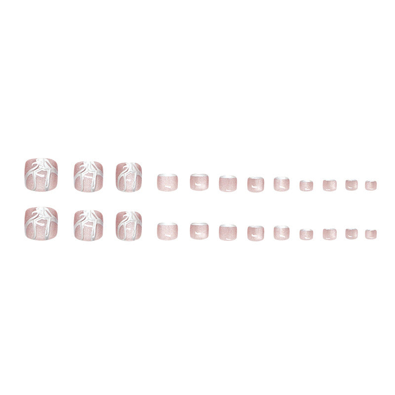 Ojo de gato tridimensional, metal líquido tridimensional, atmósfera misteriosa, uñas de los pies terminadas, 24 piezas extraíbles ｜365 uñas
