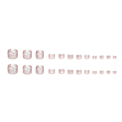 Ojo de gato tridimensional, metal líquido tridimensional, atmósfera misteriosa, uñas de los pies terminadas, 24 piezas extraíbles ｜365 uñas